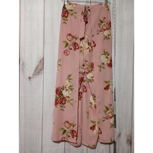 Xhilaration Pants Womens Medium Pink Floral Wide Leg High Rise Chiffon Lined